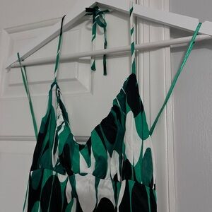 Zara Green and Black Patterned Maxi Dress